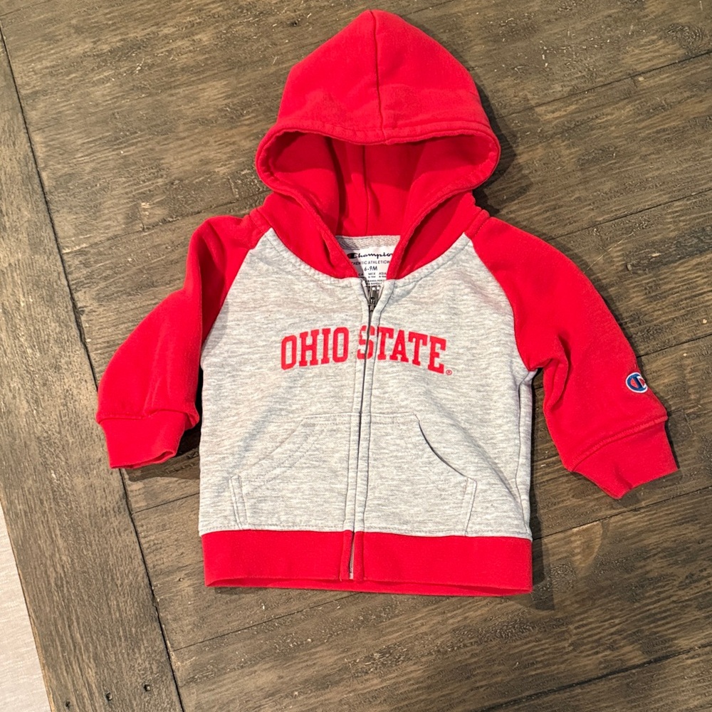 Champion Kids Red and Gray Ohio State Hoodie